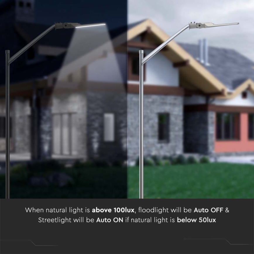 LED Straatlamp met schemersensor SAMSUNG CHIP LED/100W/230V 6500K IP65 grijs