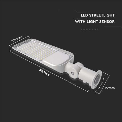 LED Straatlamp met schemersensor SAMSUNG CHIP LED/100W/230V 6500K IP65 grijs