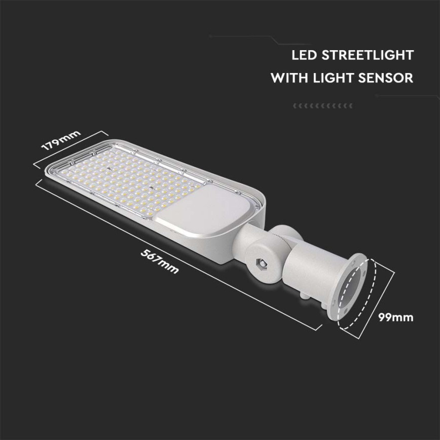 LED Straatlamp met schemersensor SAMSUNG CHIP LED/100W/230V 6500K IP65 grijs