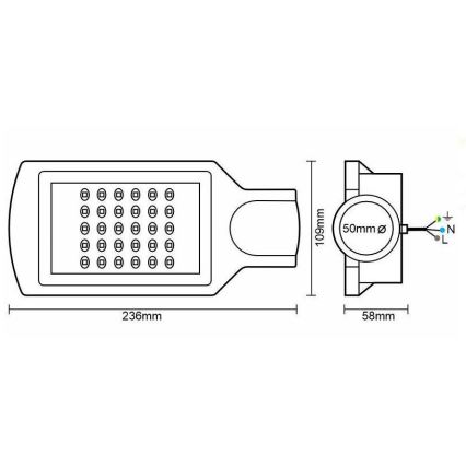 LED Straatlantaarn LED/30W/170-400V IP67