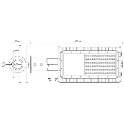 LED Straatlantaarn LED/30W/230V 2700K IP65