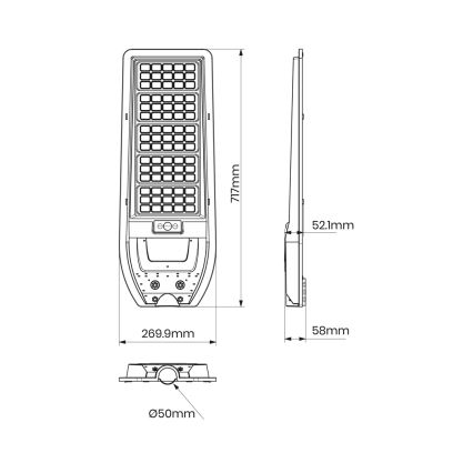 LED straatlantaarn op zonne-energie VIA 200W/20000 mAh 3,2V 6000K IP54 + afstandsbediening