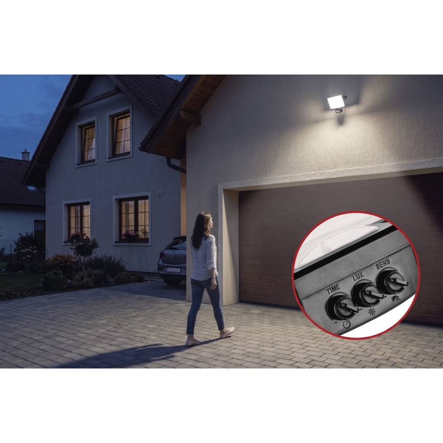 LED-schijnwerper met bewegings- en schemersensor TAMBO EVO LED/30W/230V 4000K IP44 zwart