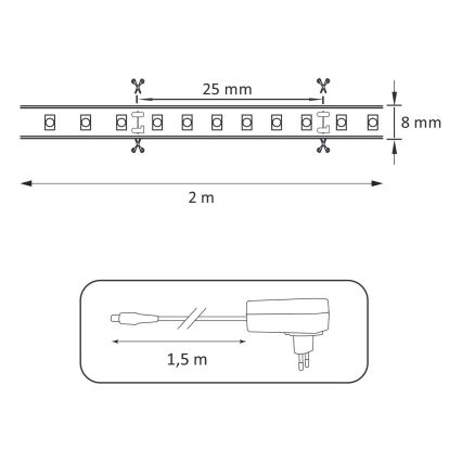 LED Strip 2m LED/18W/12V 4000K