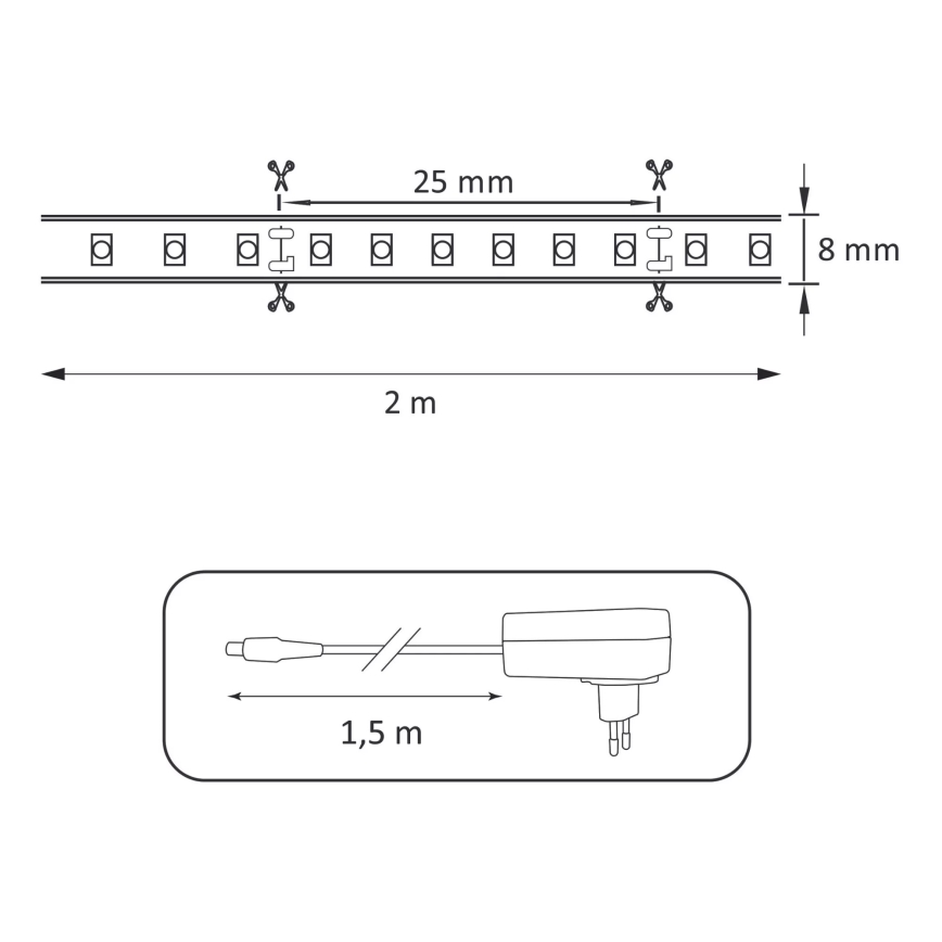 LED Strip 2m LED/18W/12V 4000K