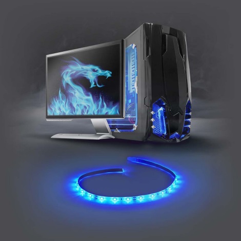 LED strip voor desktop PC met SATA voeding 100 cm 12V blauw