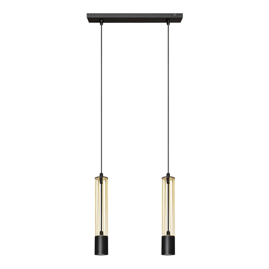 LED Suspension filaire BARS 2xGU10/4,8W/230V noir/doré