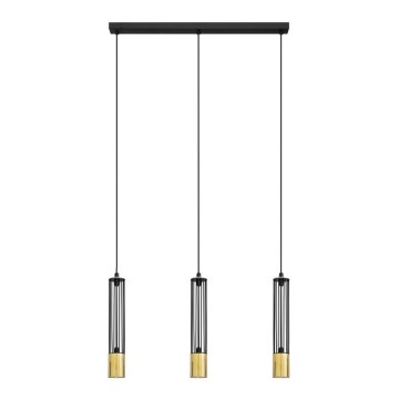 LED Suspension filaire BARS 3xGU10/4,8W/230V noir/doré