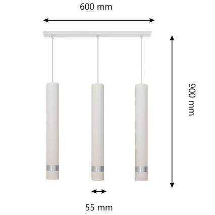 LED Suspension filaire TUBA 3xGU10/4,8W/230V blanc/chrome brillant