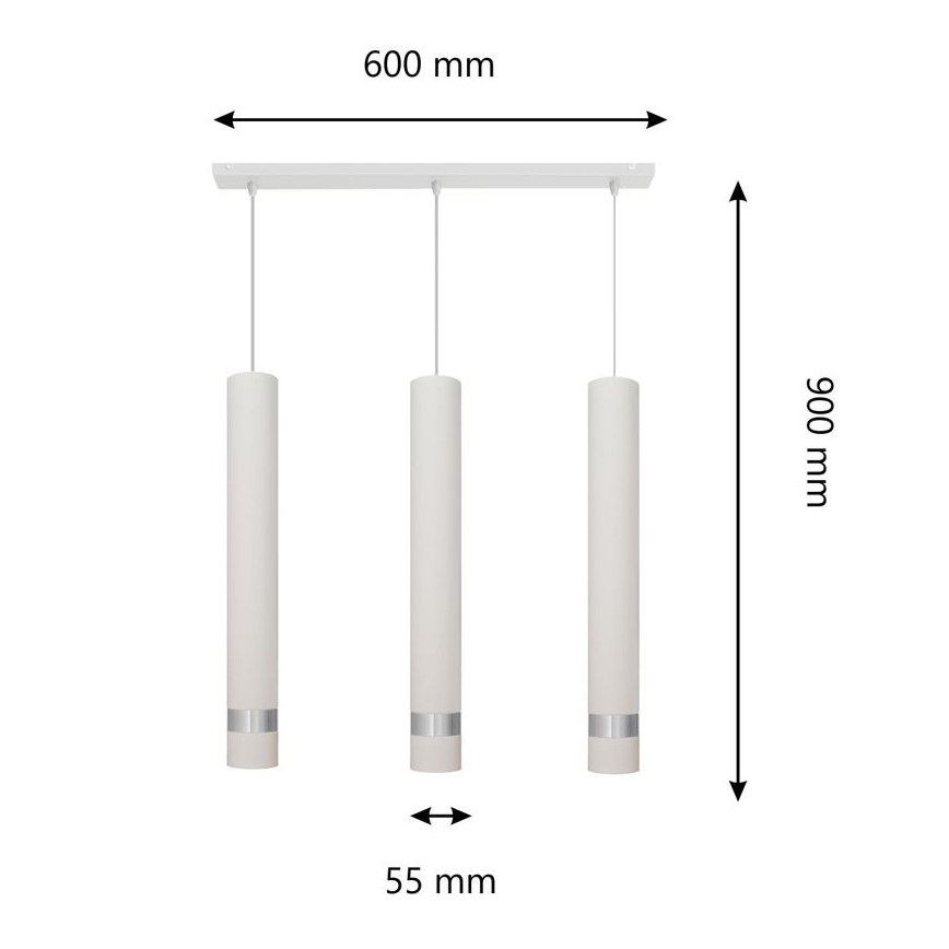 LED Suspension filaire TUBA 3xGU10/4,8W/230V blanc/chrome brillant