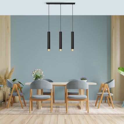 LED Suspension filaire TUBA 3xGU10/4,8W/230V noir/doré