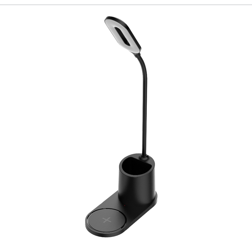 LED Tafellamp LED/3W/5V met draadloos opladen zwart