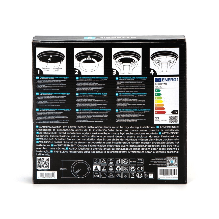 LED TL-buis T9 G24q-1/22W/230V 6500K - Aigostar