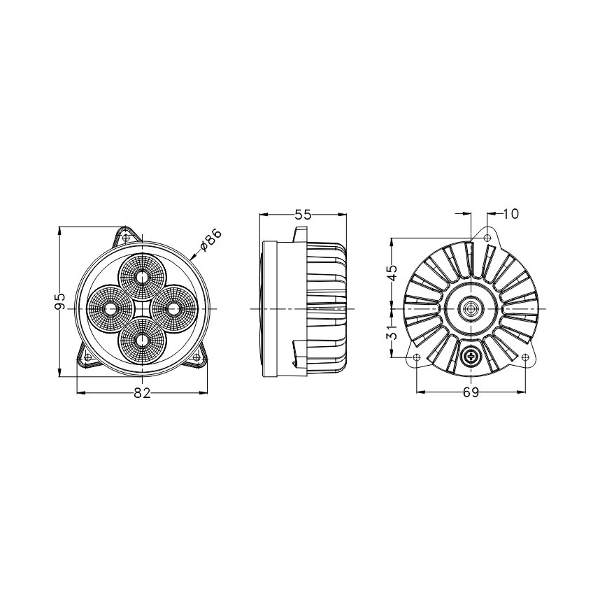 LED Tractor schijnwerper BLACK LED/20W/10-30V IP69 5700K rond