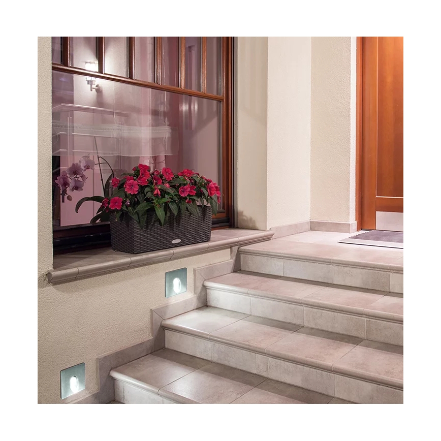 LED Trap verlichting voor buiten ESPO LED/3W/230V mat-chroom IP54