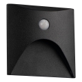 LED-traparmatuur met bewegings- en schemersensor EXIN LED/2,5W/230V 4000K IP65 zwart, vierkant