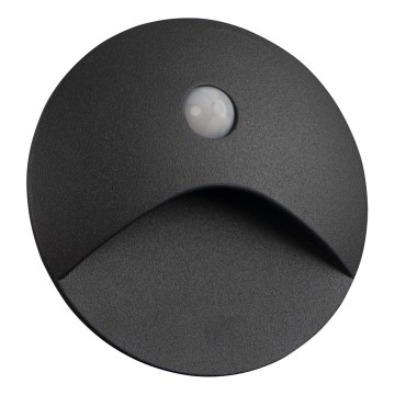 LED trapverlichting met bewegings- en schemersensor EXIN LED/2,5W/230V 4000K IP65 antraciet rond