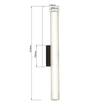LINEA LED spiegelverlichting voor badkamer 12W/230V 3000/4000/6000K IP44 61 cm zwart