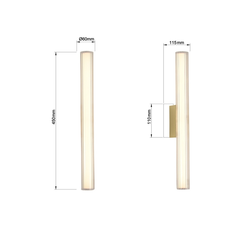 LED-verlichting voor badkamerspiegel LINEA LED/8W/230V 3000/4000/6000K IP44 45 cm goudkleurig