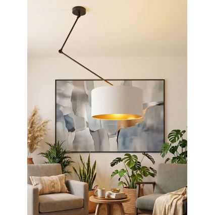 LED verstelbare hanglamp met staaf GORTA 1xE27/60W/230V wit/goud