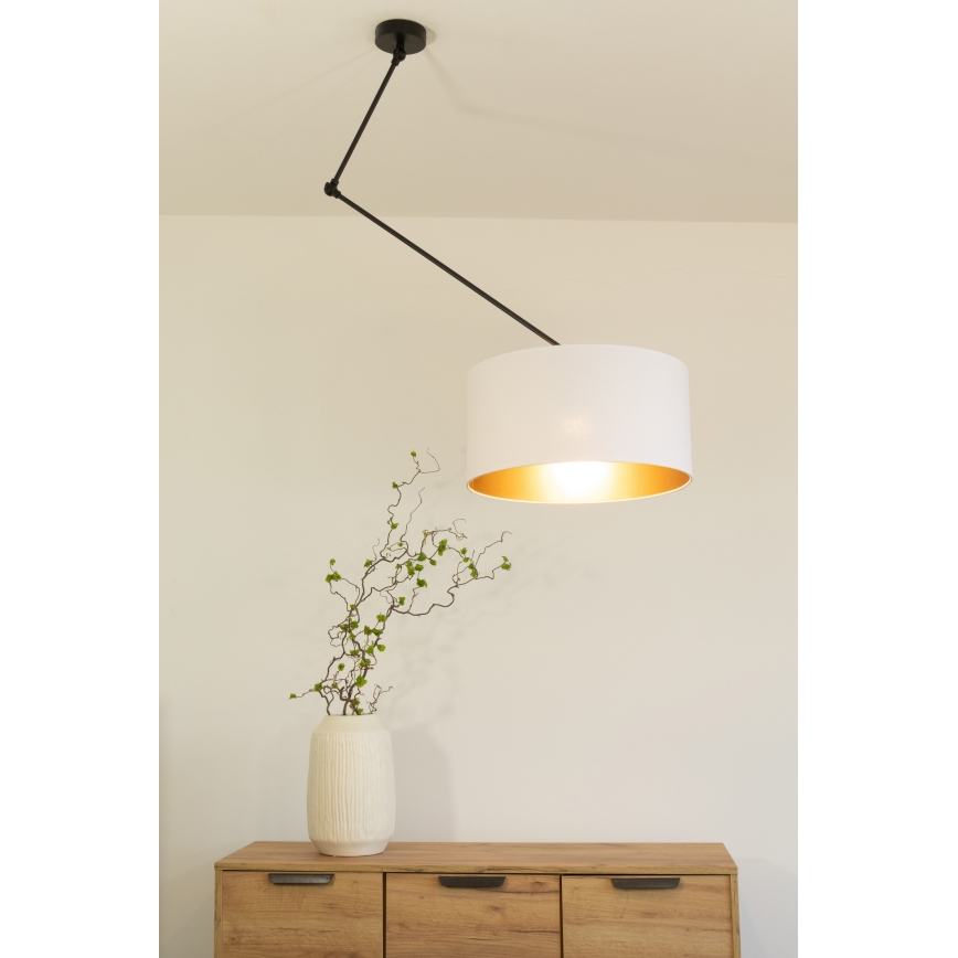LED verstelbare hanglamp met staaf GORTA 1xE27/60W/230V wit/goud