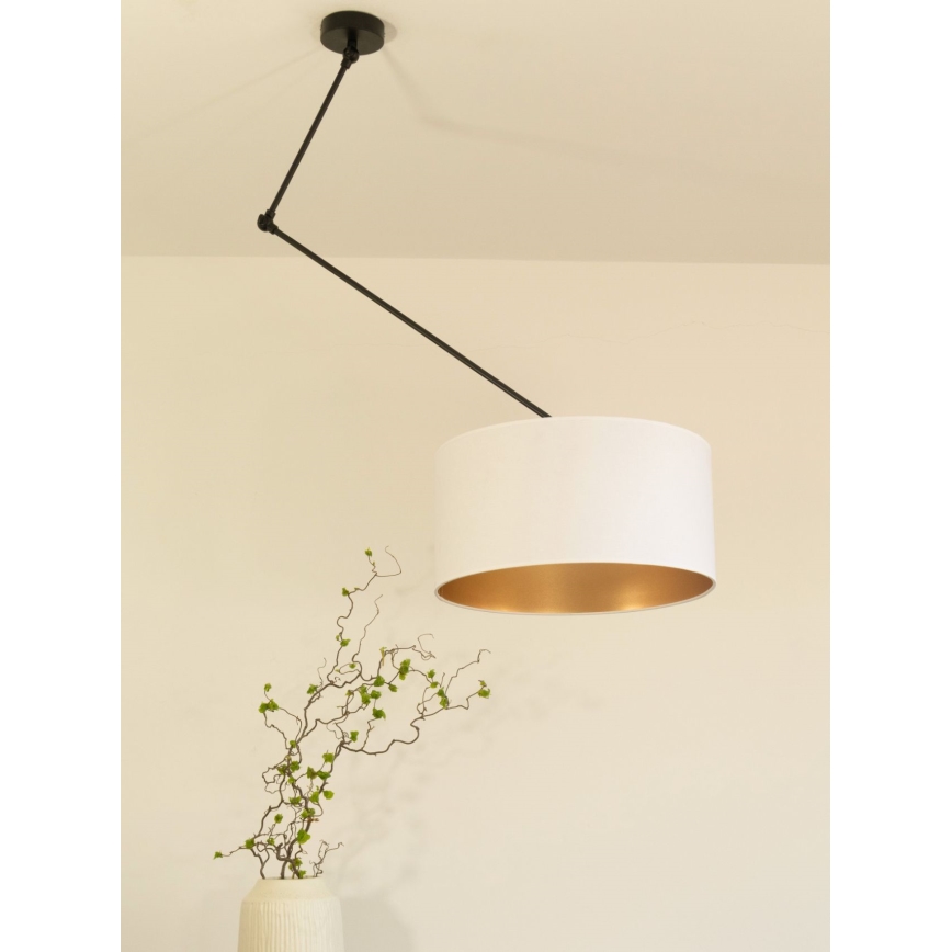 LED verstelbare hanglamp met staaf GORTA 1xE27/60W/230V wit/goud