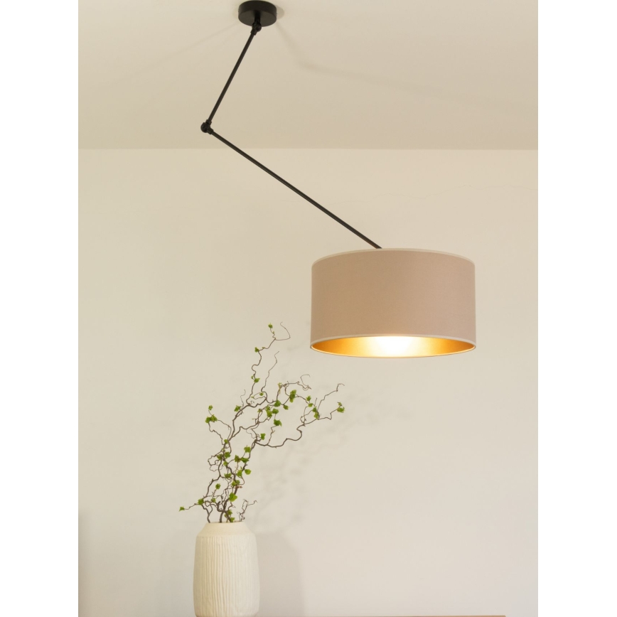 LED verstelbare hanglamp met stang GORTA 1xE27/60W/230V beige/goud