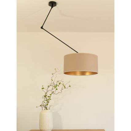 LED verstelbare hanglamp met stang GORTA 1xE27/60W/230V beige/goud
