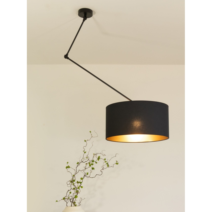 LED verstelbare hanglamp met stang GORTA 1xE27/60W/230V zwart/goud