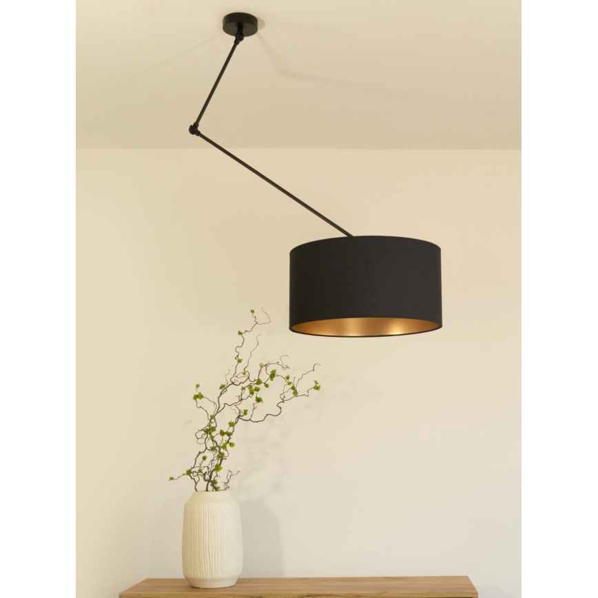 LED verstelbare hanglamp met stang GORTA 1xE27/60W/230V zwart/goud