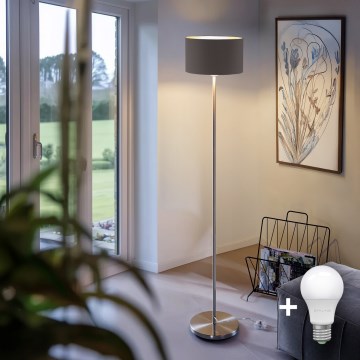 LED vloerlamp TUNJA 1xE27/20W/230V Ø 30 cm mat chroom/taupe