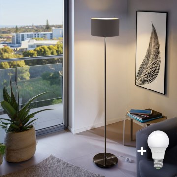 LED vloerlamp TUNJA 1xE27/20W/230V Ø 30 cm zwart/bruin