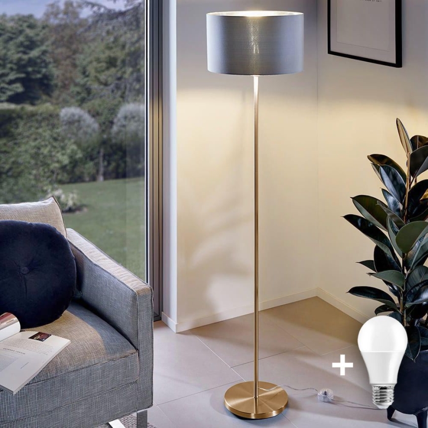 LED vloerlamp TUNJA 1xE27/20W/230V Ø 38 cm goud/grijs