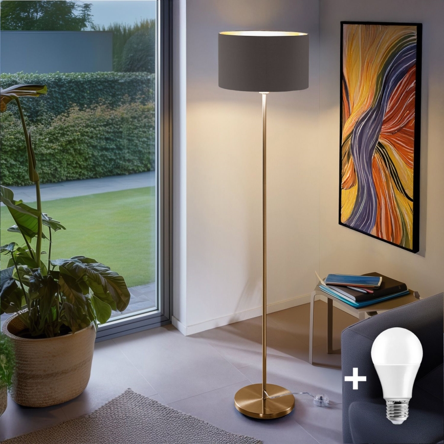 LED vloerlamp TUNJA 1xE27/20W/230V Ø 38 cm goud/taupe