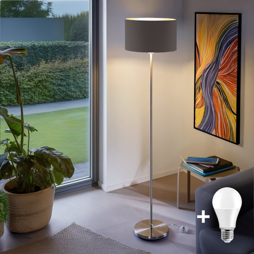 LED-vloerlamp TUNJA 1xE27/20W/230V Ø 38 cm mat chroom/taupe