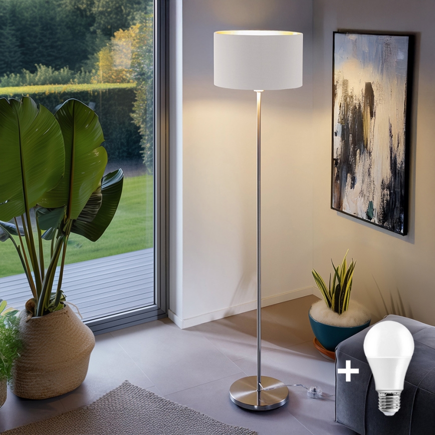 LED vloerlamp TUNJA 1xE27/20W/230V Ø 38 cm mat chroom/wit