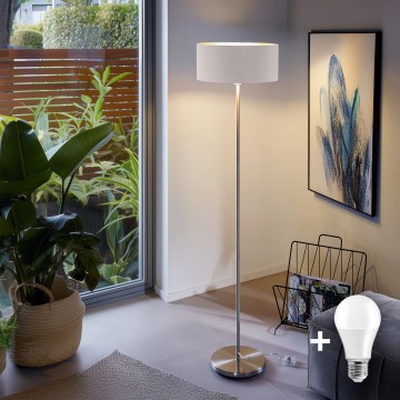 LED-vloerlamp TUNJA 1xE27/20W/230V Ø 38 cm mat chroom/wit