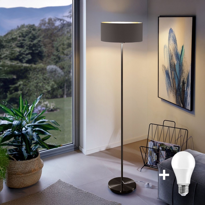 LED vloerlamp TUNJA 1xE27/20W/230V Ø 38 cm zwart/bruin