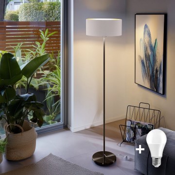 LED vloerlamp TUNJA 1xE27/20W/230V Ø38 cm zwart/wit