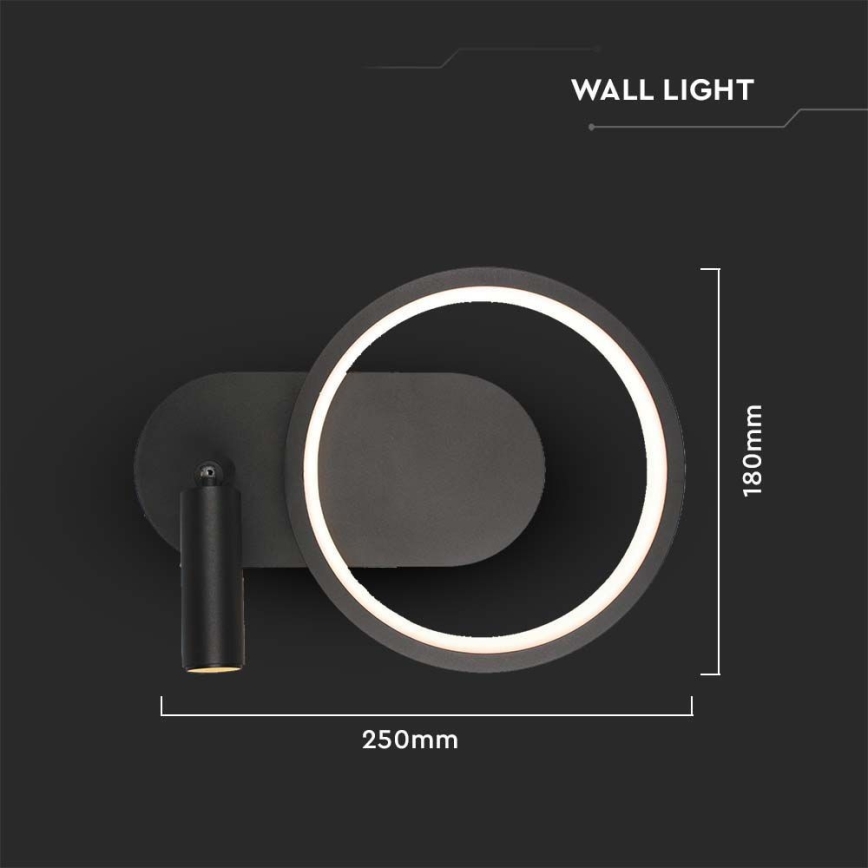 LED wand verlichting LED/14W/230V 3000K zwart