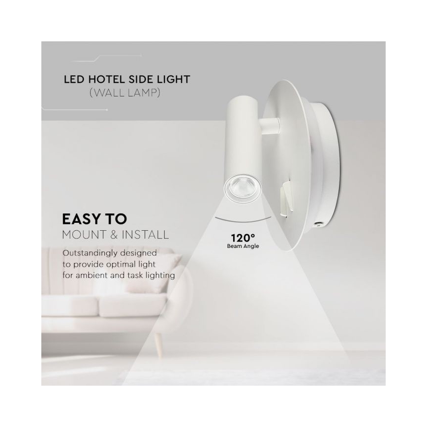 LED wand verlichting LED/3W/230V + LED/6W/230V 3000K wit