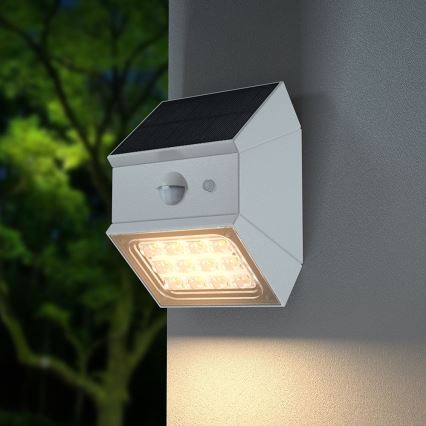 LED zonne-muurlamp met sensor LED/2,5W/3,7V 3000/4000/6000K IP65 1200 mAh wit
