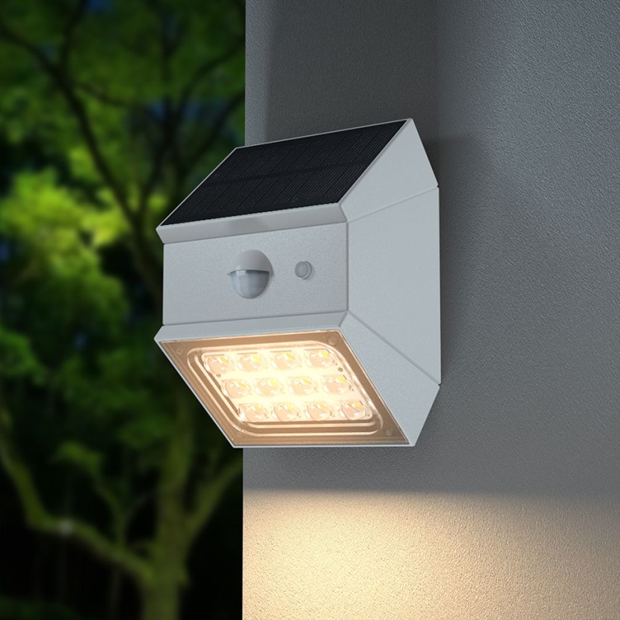LED zonne-muurlamp met sensor LED/2,5W/3,7V 3000/4000/6000K IP65 1200 mAh wit