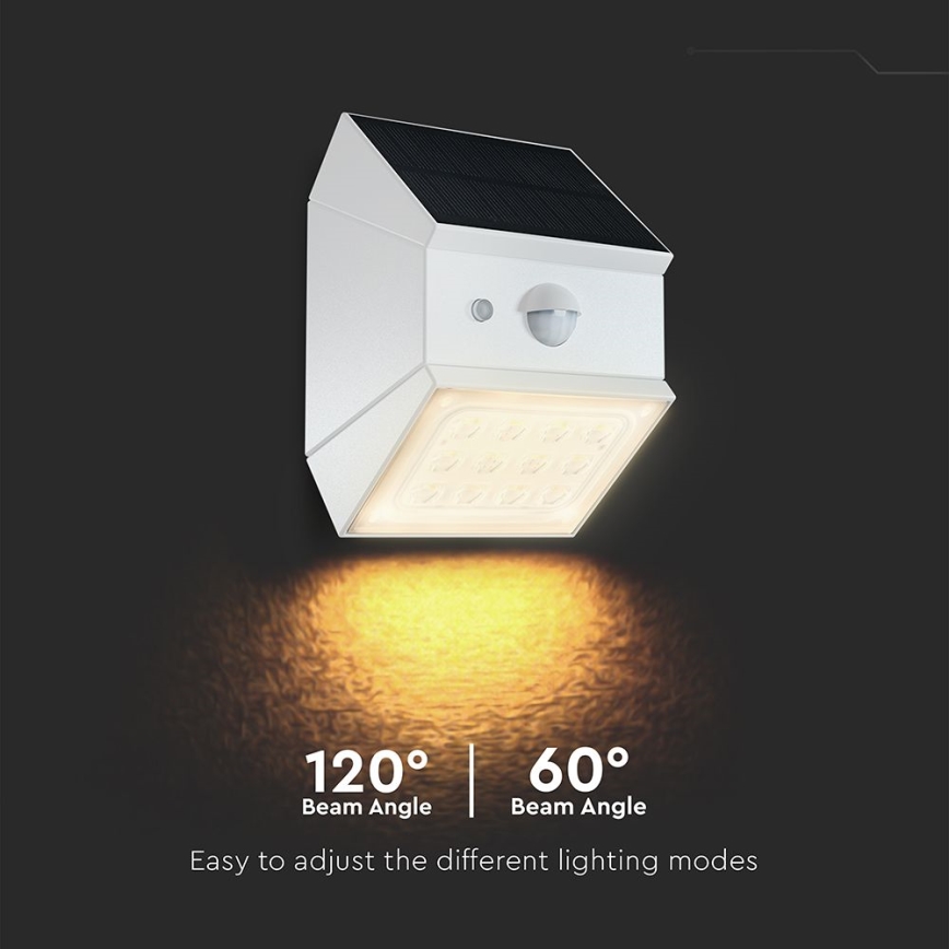 LED zonne-muurlamp met sensor LED/2,5W/3,7V 3000/4000/6000K IP65 1200 mAh wit