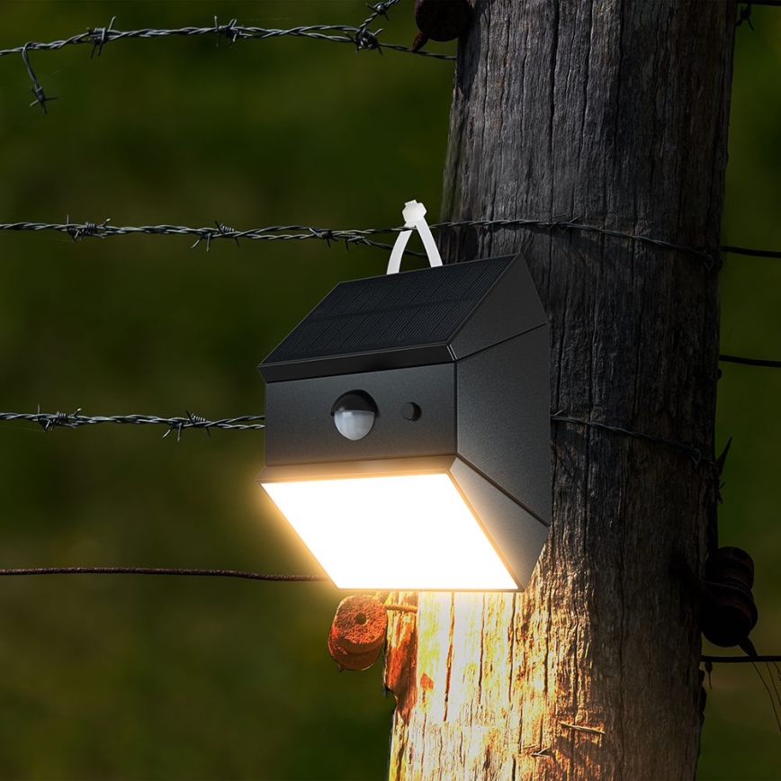 LED-wandlamp op zonne-energie met sensor LED/2,5 W/3,7 V 3000/4000/6000 K IP65 1200 mAh zwart