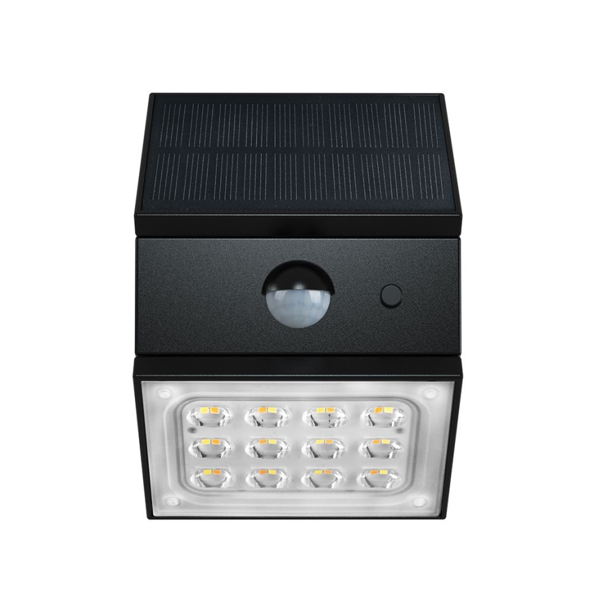 LED-wandlamp op zonne-energie met sensor LED/2,5 W/3,7 V 3000/4000/6000 K IP65 1200 mAh zwart