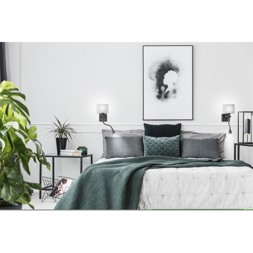 LED Wandlamp POLO 1xE27/40W+LED/2W 230V zwart