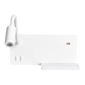 LED-wandlamp SHELF LED/4W+LED/5W+LED/2W/230V + USB-poort wit