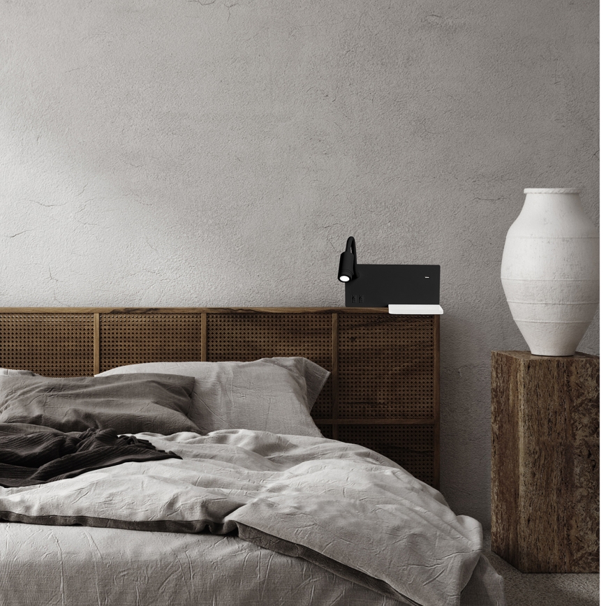 LED-wandlamp SHELF LED/4W+LED/5W+LED/2W/230V zwart