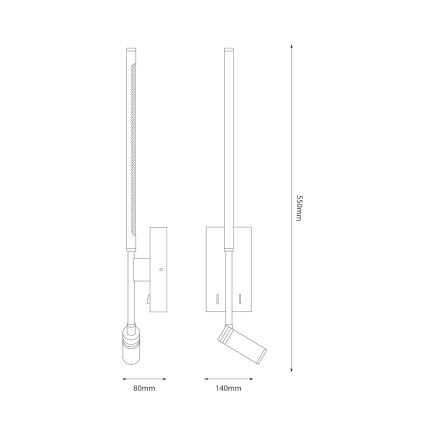 LED wandlamp TORCH LED/6W/230V + LED/3W zwart